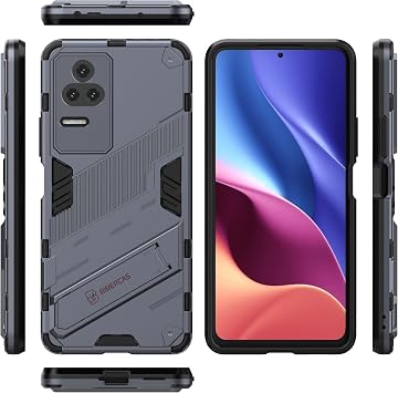 Case Compatible with Xiaomi Poco F4 5G,Compatible with Redmi K40S 5G Kickstand 2 in 1 [PC+TPU] Anti-Drop Cover Grey
