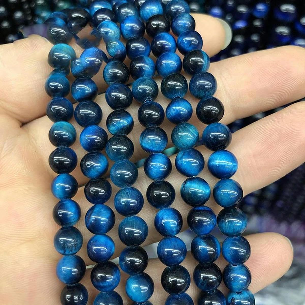 Cuentas de ojo de tigre azul de piedra natural, cuentas redondas sueltas de 6, 8, 10 y 12 mm para hacer joyas, pulsera con dijes DIY de 15 ", citrino, 14mm, 27 a 28 piezas