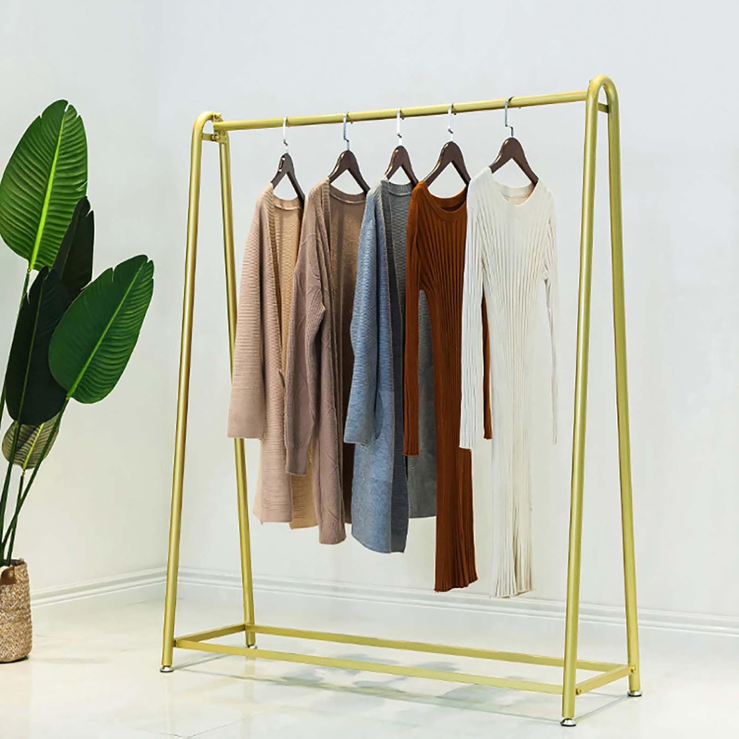 Perchero Industrial Para Ropa, Perchero Para Colgar Ropa, Perchero Para Dormitorio, Balcón, Dorado (Dorado, 100 Cm)