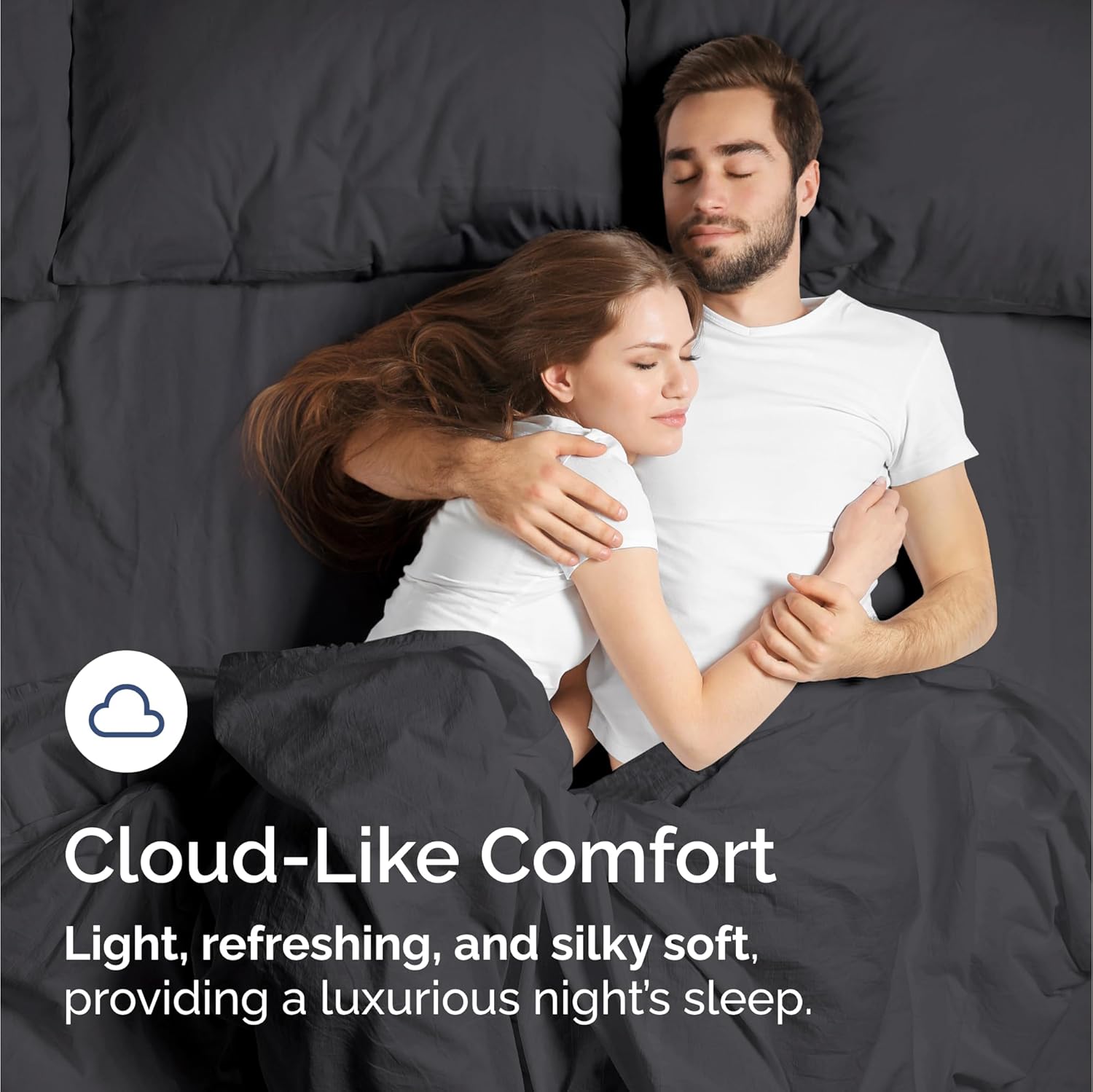 100% Rayon Derived From Bamboo - Bamboo Sheets King Size - Cooling Sheets for King - Ultra Soft, Breathable & Hotel Luxury Bedding - 1 Flat & 1 Fitted & 2 Pillowcases w/ 16 Inch Deep Pockets - Black - Image 5