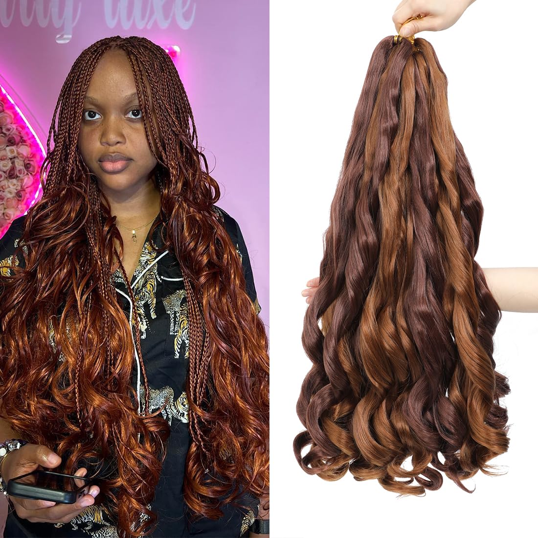 WIPPORYA French Curl Braiding Hair 24 Inch Soft Braiding Hair Pre Stretched Loose Wave Bouncy 100g/pack Yaki Hair for Black Women Hair Extensions for