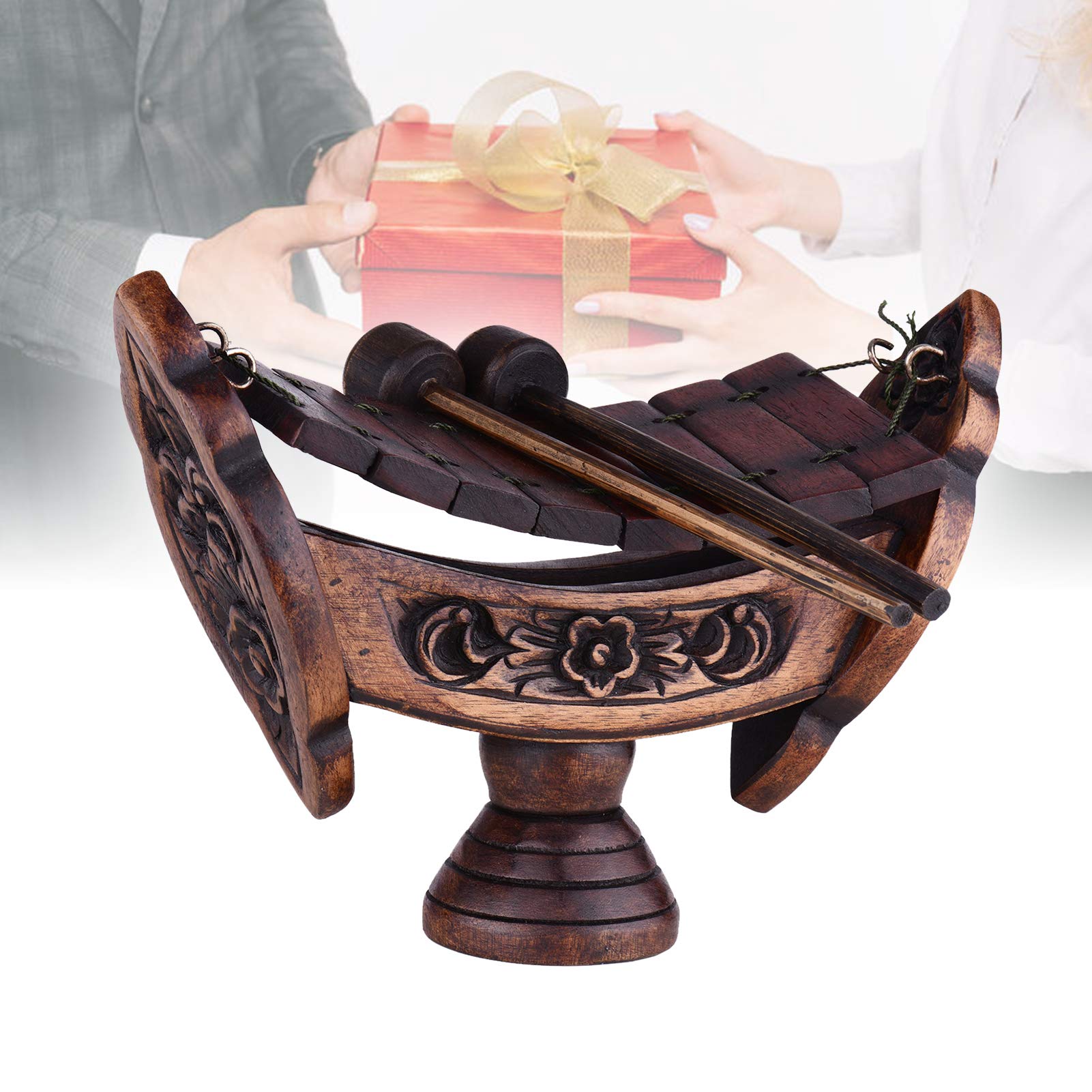 8 Noten Xylophon Teakholz Thai Traditionelles Percussion Musikinstrument Kunst Handwerk Holz Ornament Dekoration Geschenk für Home Office mit Schlägeln