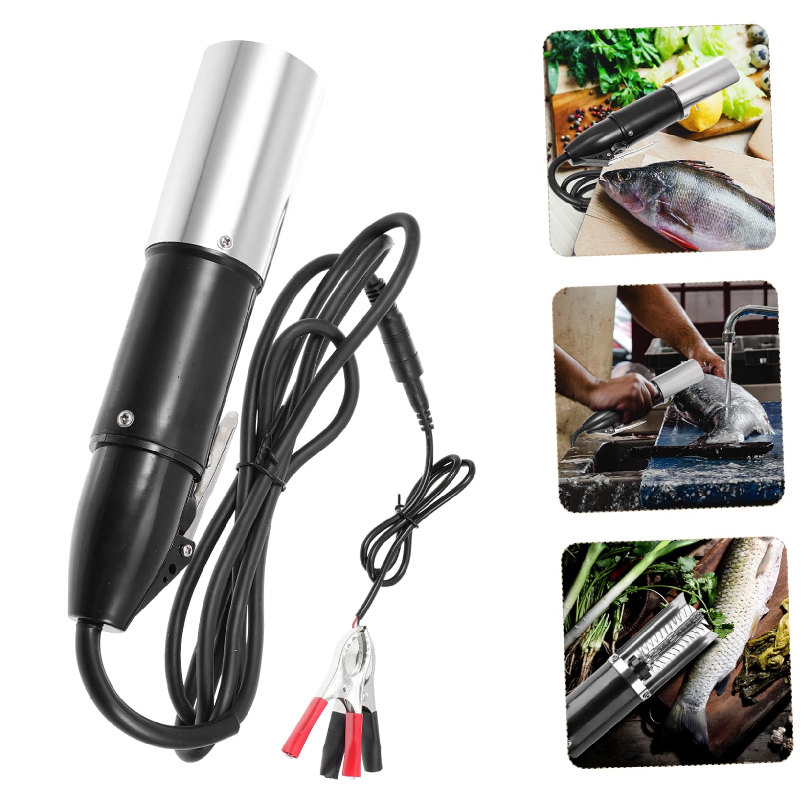 OUNONA Raspador Eléctrico de Escamas de Pescado Robusto y Resistente Corrosión Batería de Litio y Acero para Uso en Pescado y Carpa, Fácil de Limpiar Agua