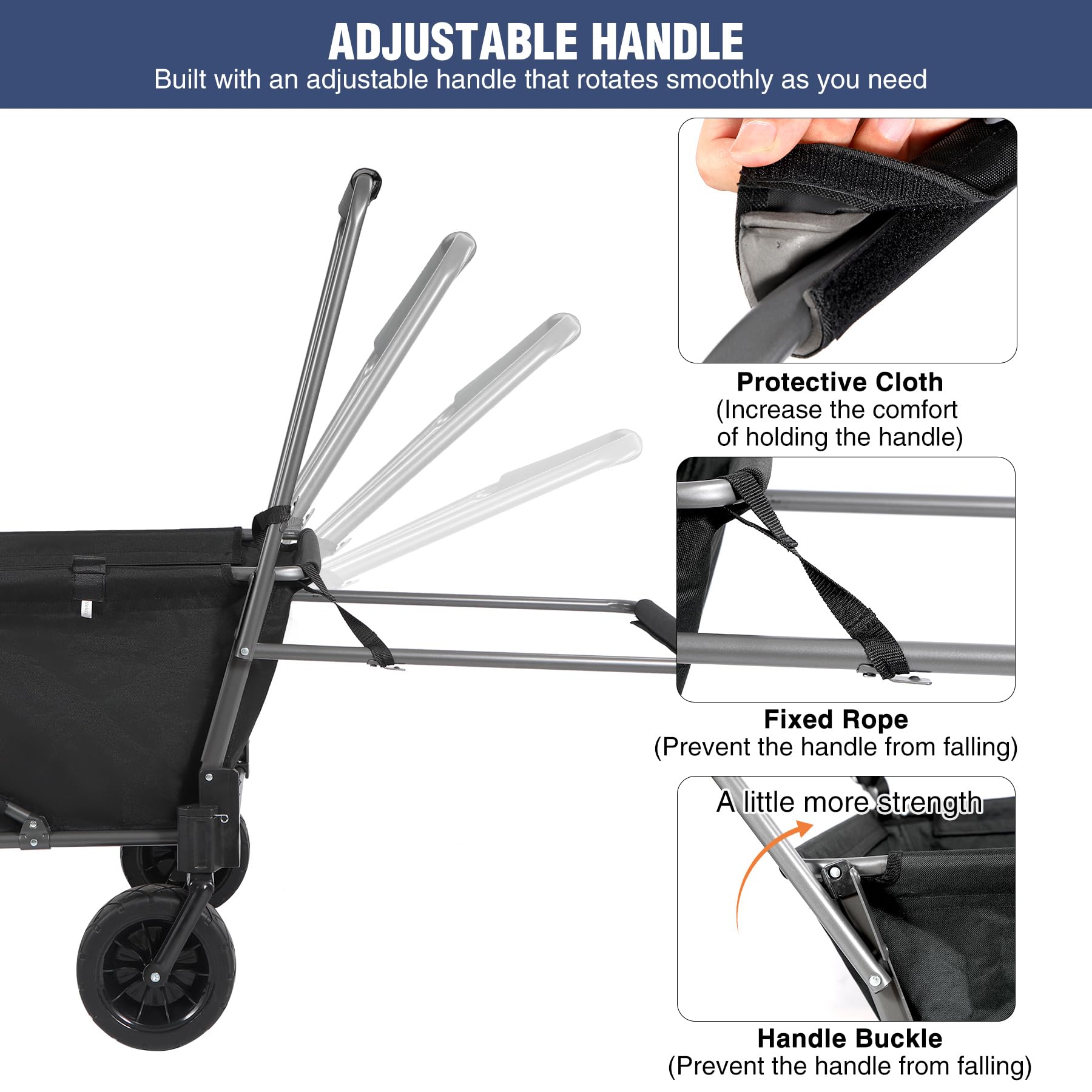REDCAMP Carrito plegable para perros con extremo trasero extensible resistente, 134 L, grande, plegable, para camping, jardín, carrito con ruedas para compras deportivas