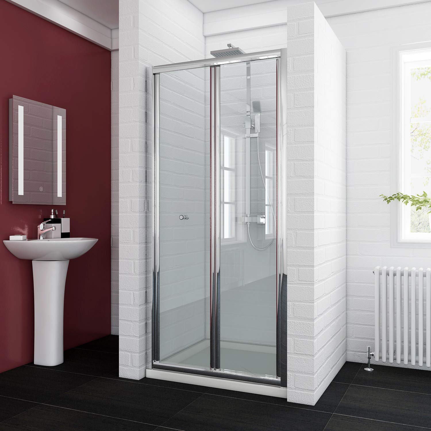ELEGANT 1000 mm Bifold Shower Cubicle Door Reversible Folding Glass Shower Enclosure โ image 1