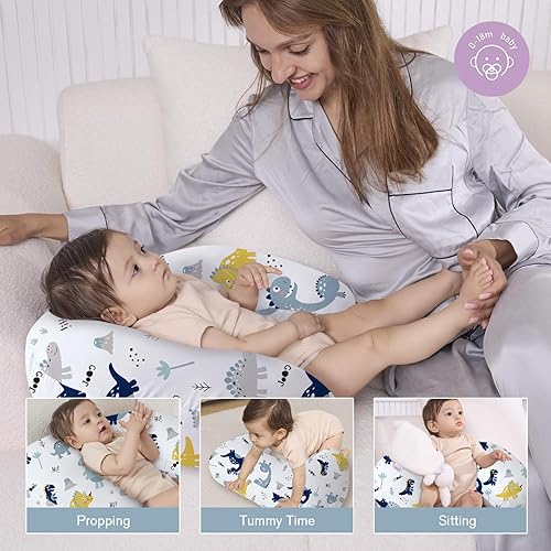 Miniatura 4 de Little Grape Land Nueva almohada de lactancia para lactancia, almohada de lactancia más grande y posicionador con funda extraíble para más apoyo,