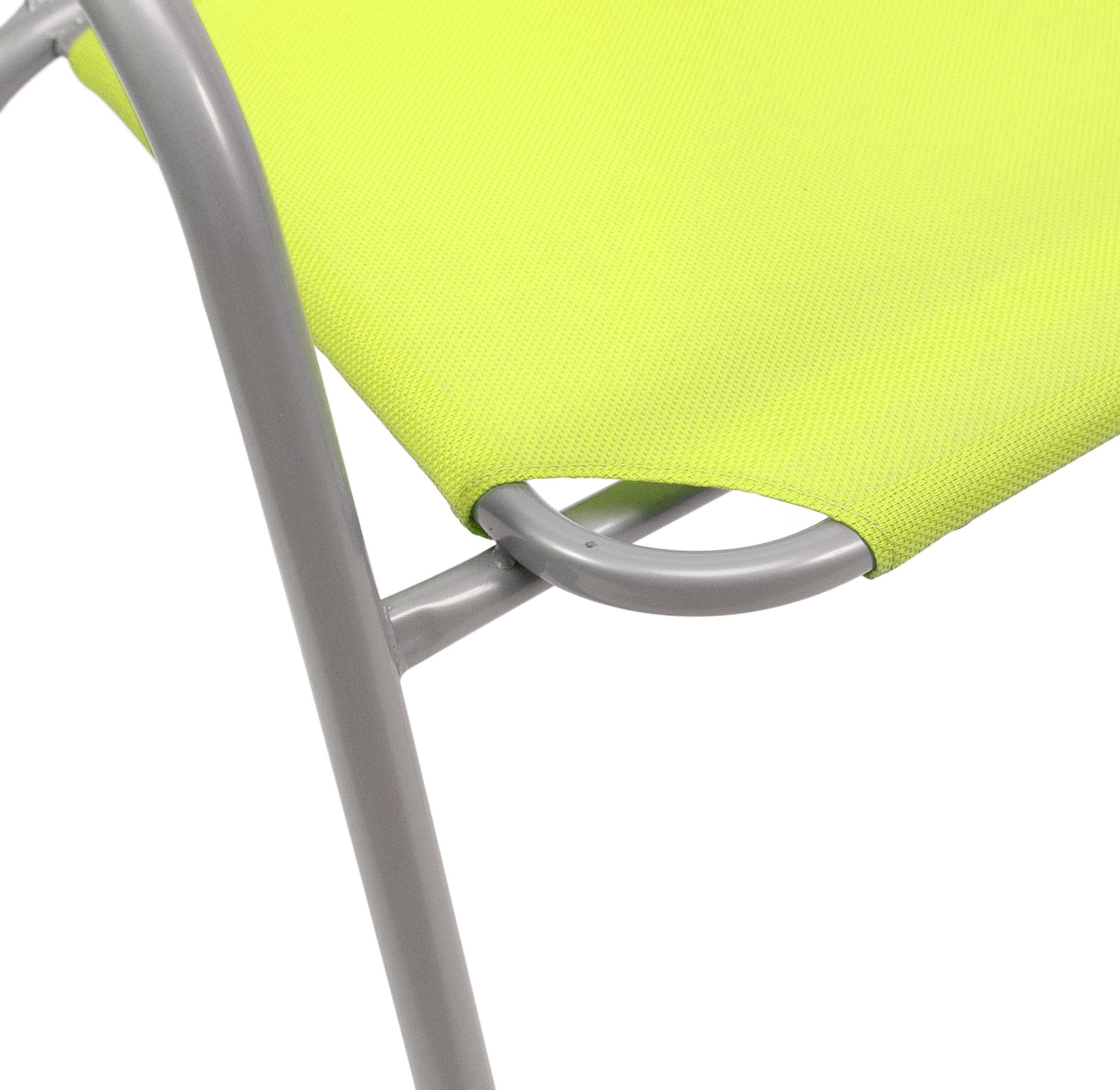 THE SECRET HOME - Pack de 2 Sillas en Lona para Jardín - Silla de Acero Apilable - Asiento de Exterior para Balcón, Terraza y Jardín con Asiento de Tela (Verde)
