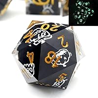 Vista 24 de Haxtec Juego de dados DND azules, dados de resina de borde afilado, copos dorados con estuche de dados D&D, dados para juegos de rol RPG
