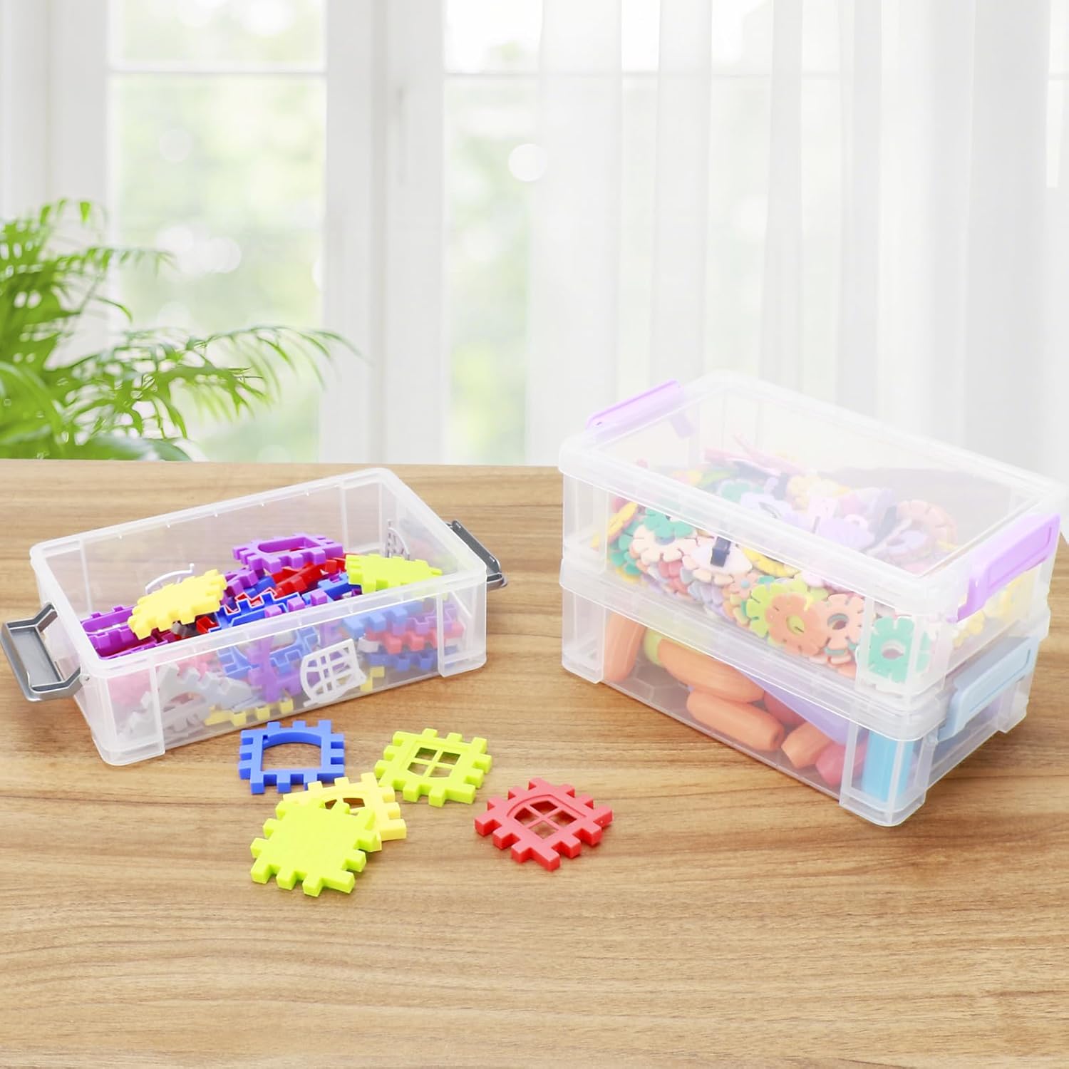 Extra Large Pencil Box, Plastic Hard Pencil Pen Case, Clear Crayon Box Bulk Marker Organizer, Plastic Storage Box Containers With Lids For Craft, Pen, Art, School Office Supplies(Multicolor 6 Pack) - Image 10