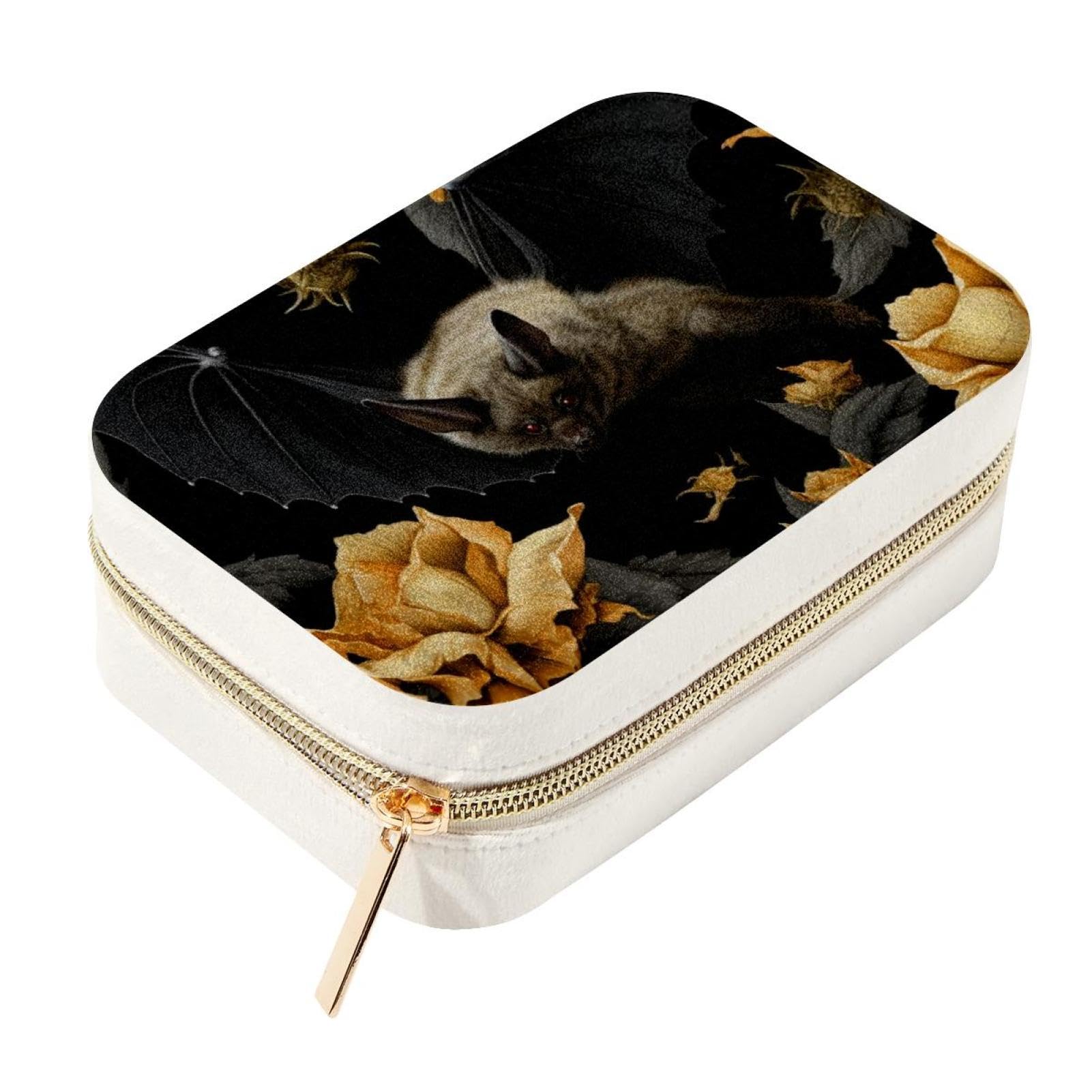 Boîte à bijoux chauve-souris spacieuse et organiseur de voyage portable pour femmes