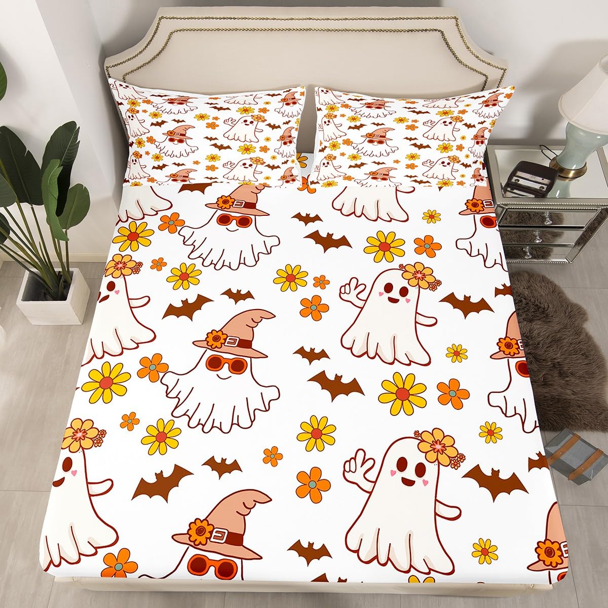 Parure de lit fantômes mignons en polyester doux King Size Manfei