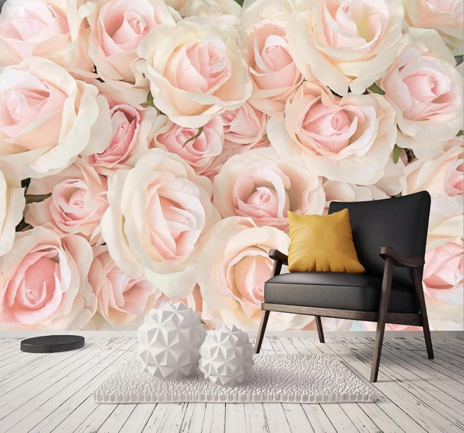 Xlming 250Cm×170Cm(B×H) Minimalist Beautiful Romantic Pink Roses 3D Wallpaper Luxury Silk Study Dining Feature Sofa Grey Bedroom Living Room Tv Decorative Wall-250Cm×170Cm