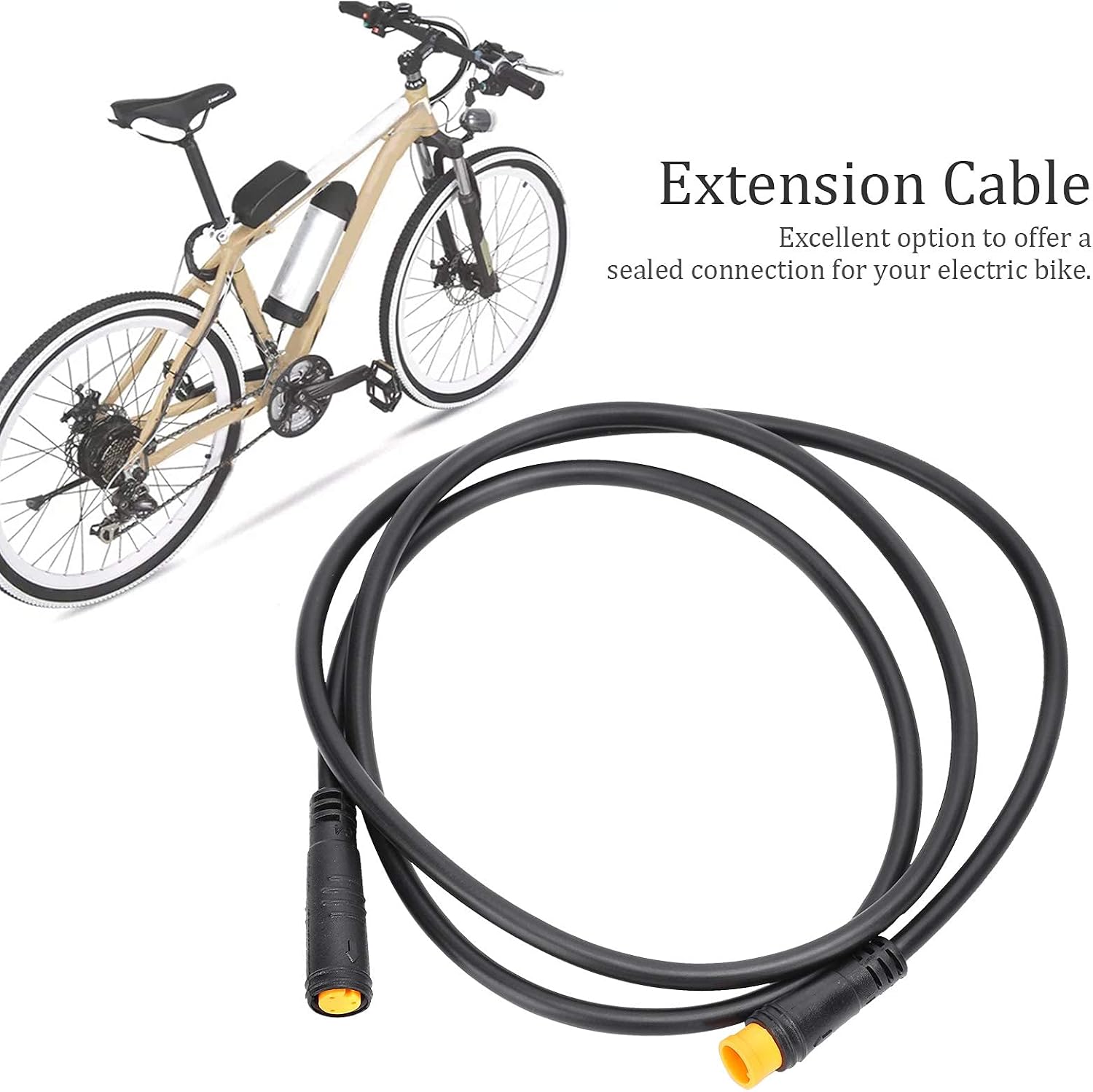 Extension Cable, 87cm/34.3in 3Pin Waterproof Plug Female Male Connector Conversion Cable Adapter Throttle Display Accessory for Electric Bike