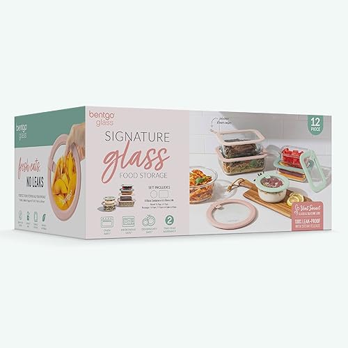 Miniatura 7 de Bentgo Signature Recipientes de vidrio a prueba de fugas para almacenamiento de alimentos - Juego de 12 piezas, recipientes sin plástico de 1