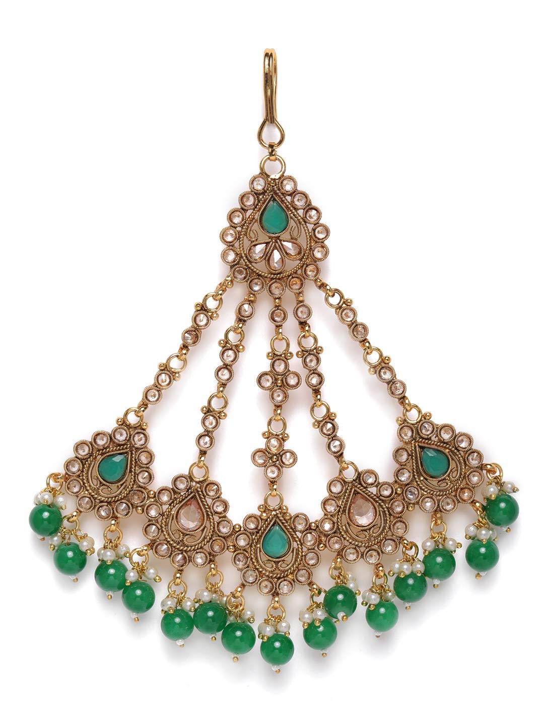 Accessher Antique green gold-plated handcrafted stone-studded passa, has artificial stones & Dangling pearls, secured with a hook closure/Bridal Look for Women and girls pack of 1 (B08VGQCPP7) Amazon Price History, Amazon Price Tracker