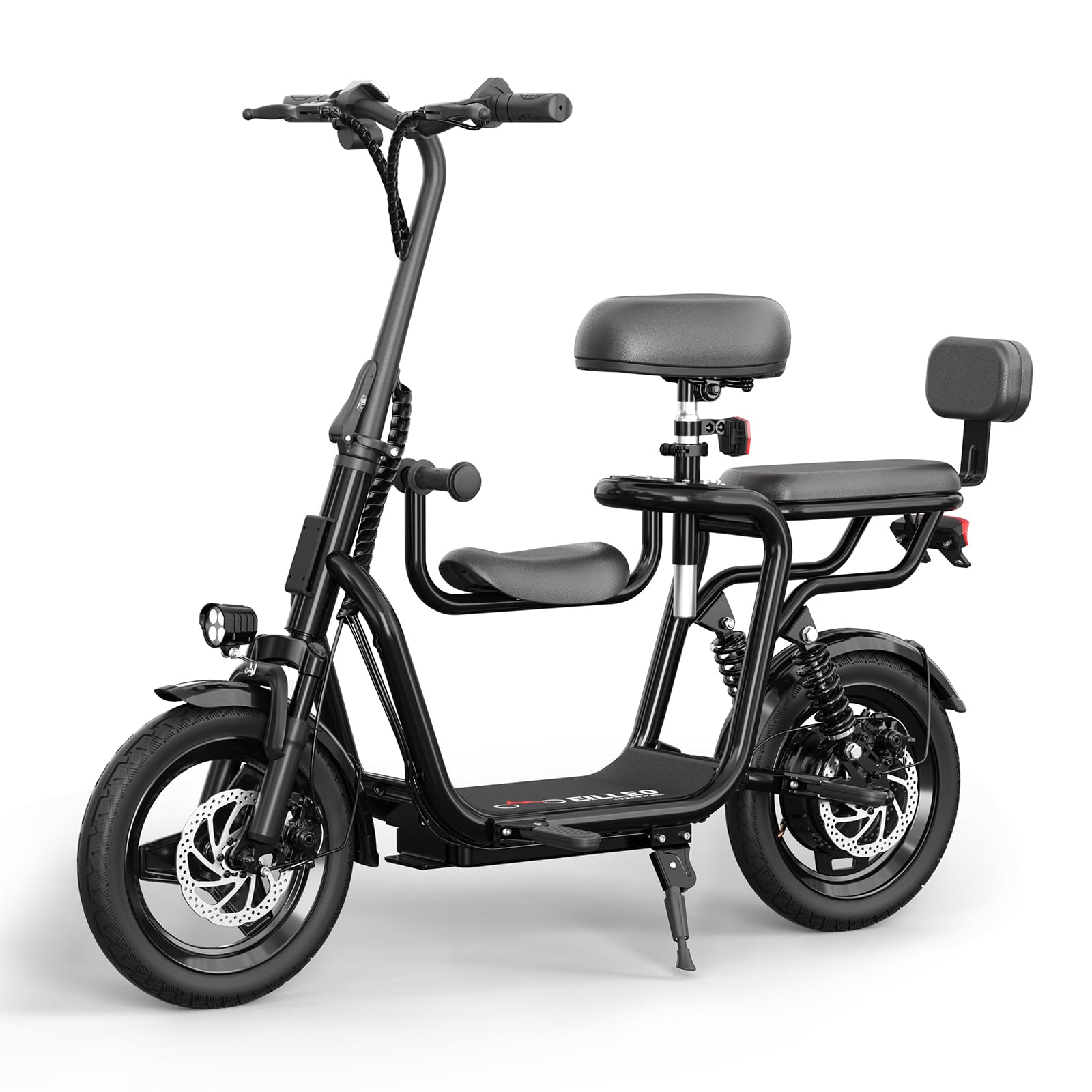 Electric Scooter with 3 Seats for Adults Power by 500W Motor 800W Peak, E Bike with 14" Pneumatic Tire and 20 Miles Range&17.5Mph, Electric Bicycle for Women/Man Black Pro