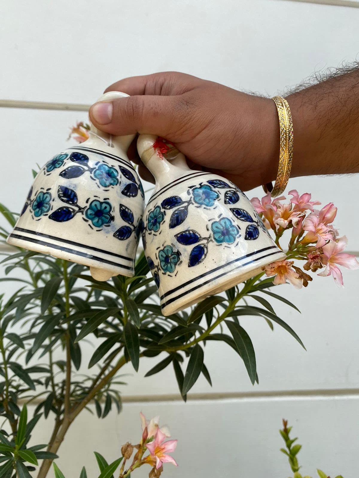 Decorative Ceramic Bells,(Set of 2) Hand Printed Hanging Bells for Temple | Home Entry | Christmas Decor (Minimum Cost)-image-44