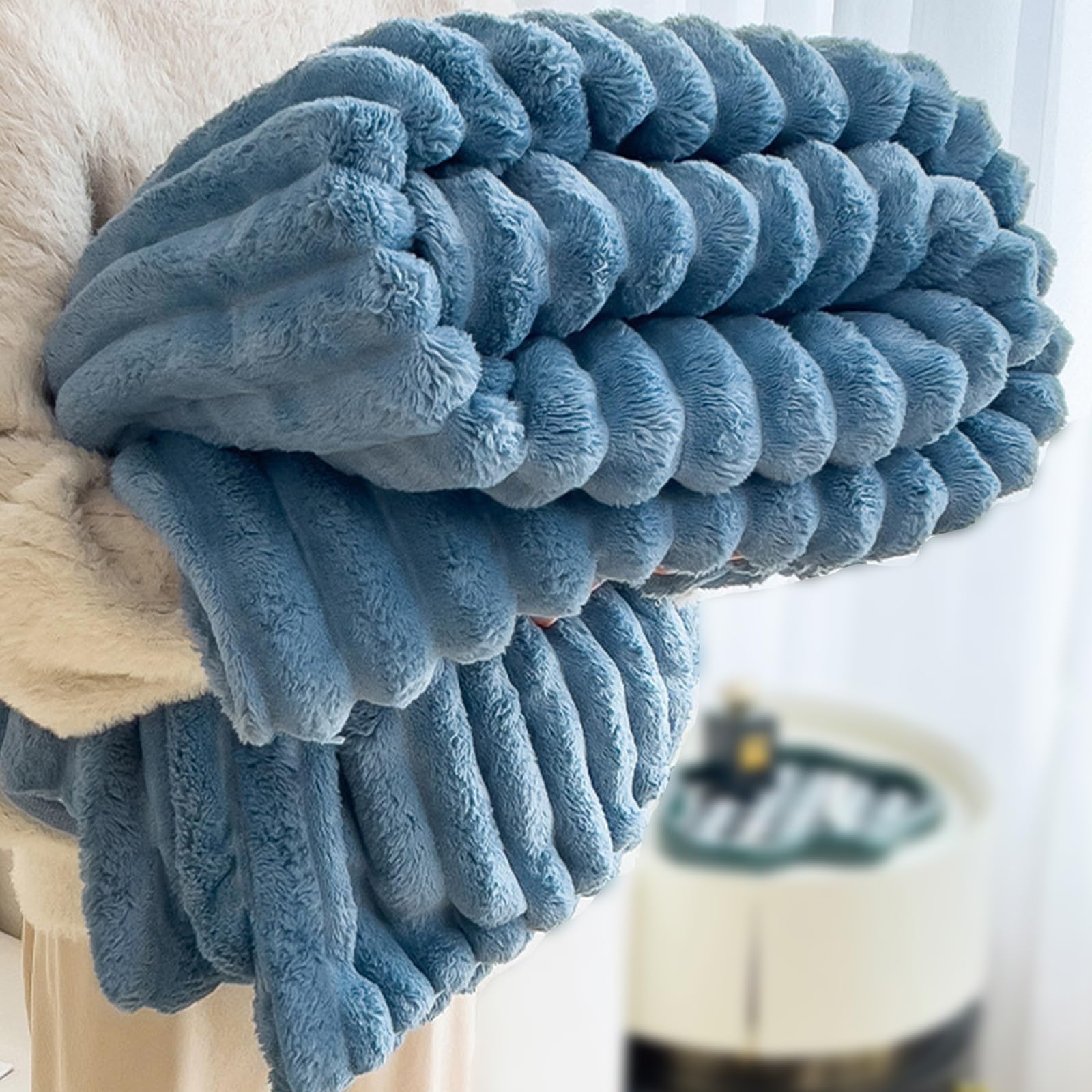 Couverture en peluche bleue extra single d'hiver lavable pour lit