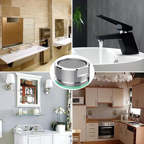 Vista 15 de Aireador de grifo de 2.2 GPM, paquete de 2 piezas de repuesto de filtro de aireación con carcasa de latón de 15/16 pulgadas, 0.945 in, filtro