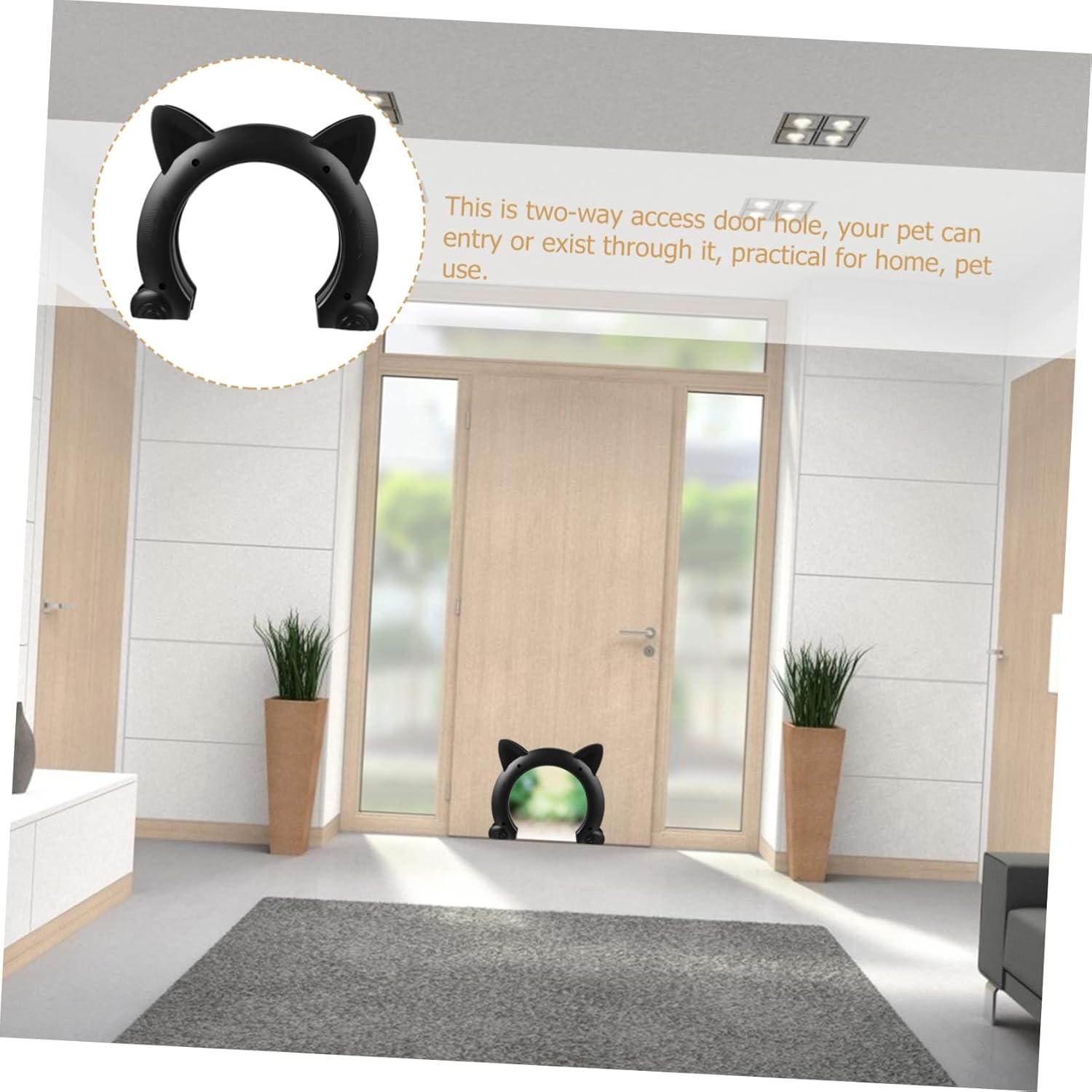 YARNOW Cat Door for Interior Use Easy Install Pet Door for Cats and Dogs and Wear-Resistant for Litter Box Access