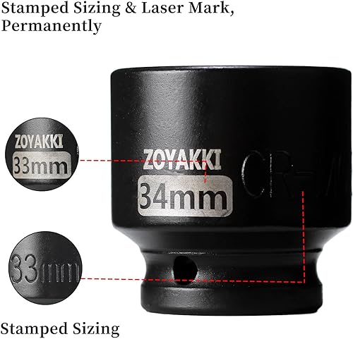 Miniatura 363 de Enchufe de impacto de 6 PT de 1/2" x 0.827 in de profundidad, CR-MO, 1/2 pulgada de accionamiento de 6 puntos para una fácil extracción