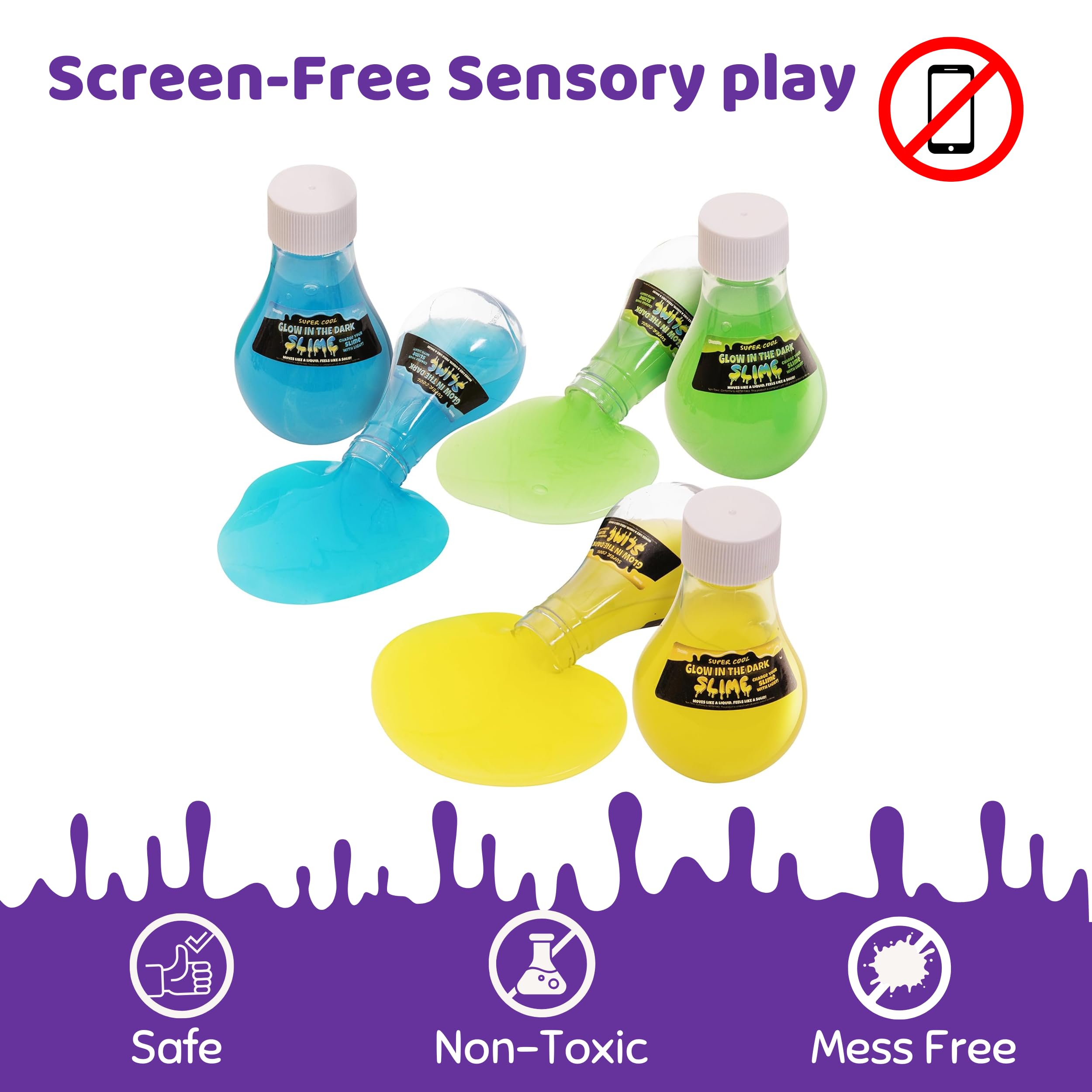 Amazon.co.jp: 暗闇で光るスライム 3個パック 明るいネオンカラー