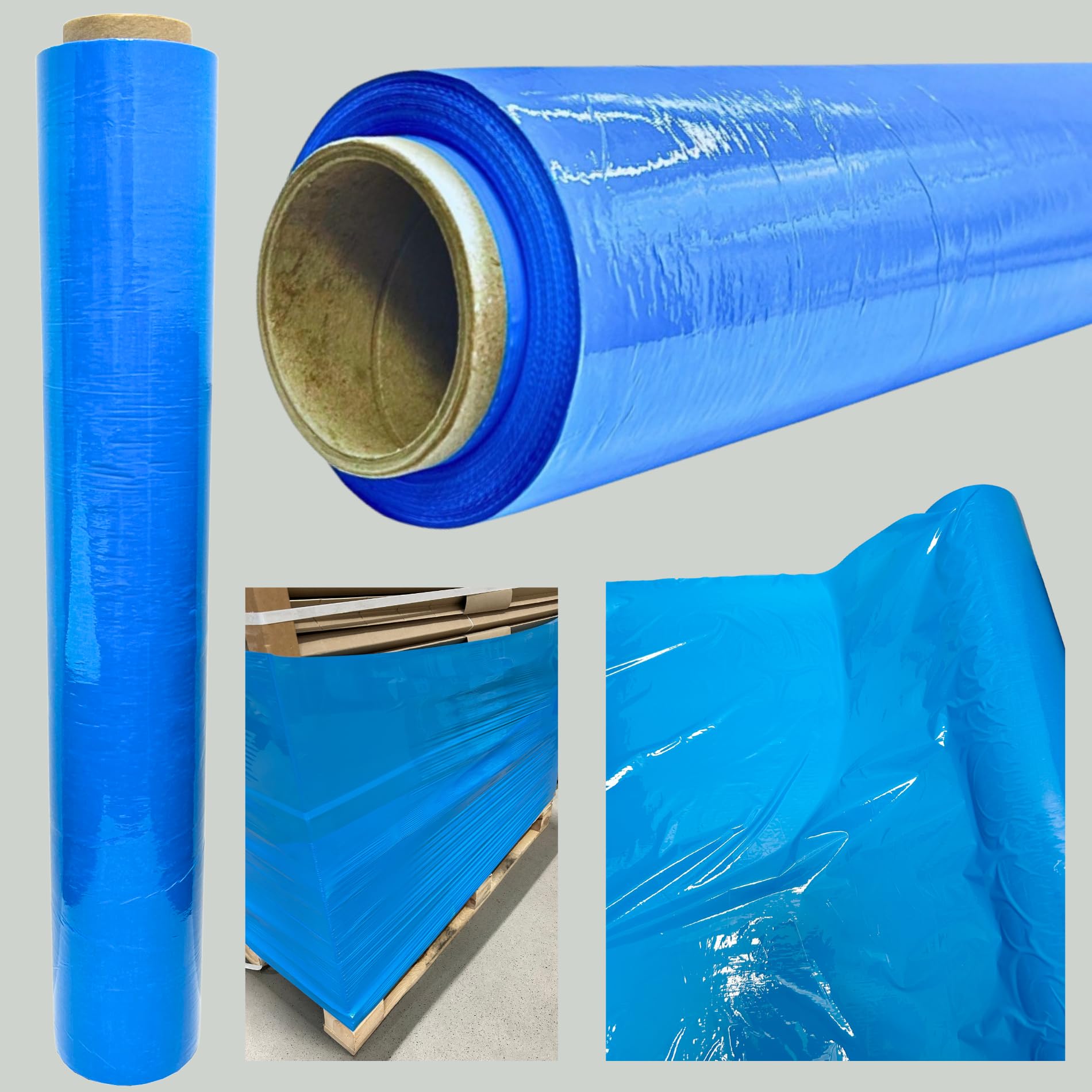 Langlebige Stretchfolie Blau 50 cm Breit - 12 Stück Starke Folie für den Lagereinsatz - Verpackungsmaterial 110 m - Verpackungsfolie für Umzugskartons - Strechfolienrolle - Wickelfolie