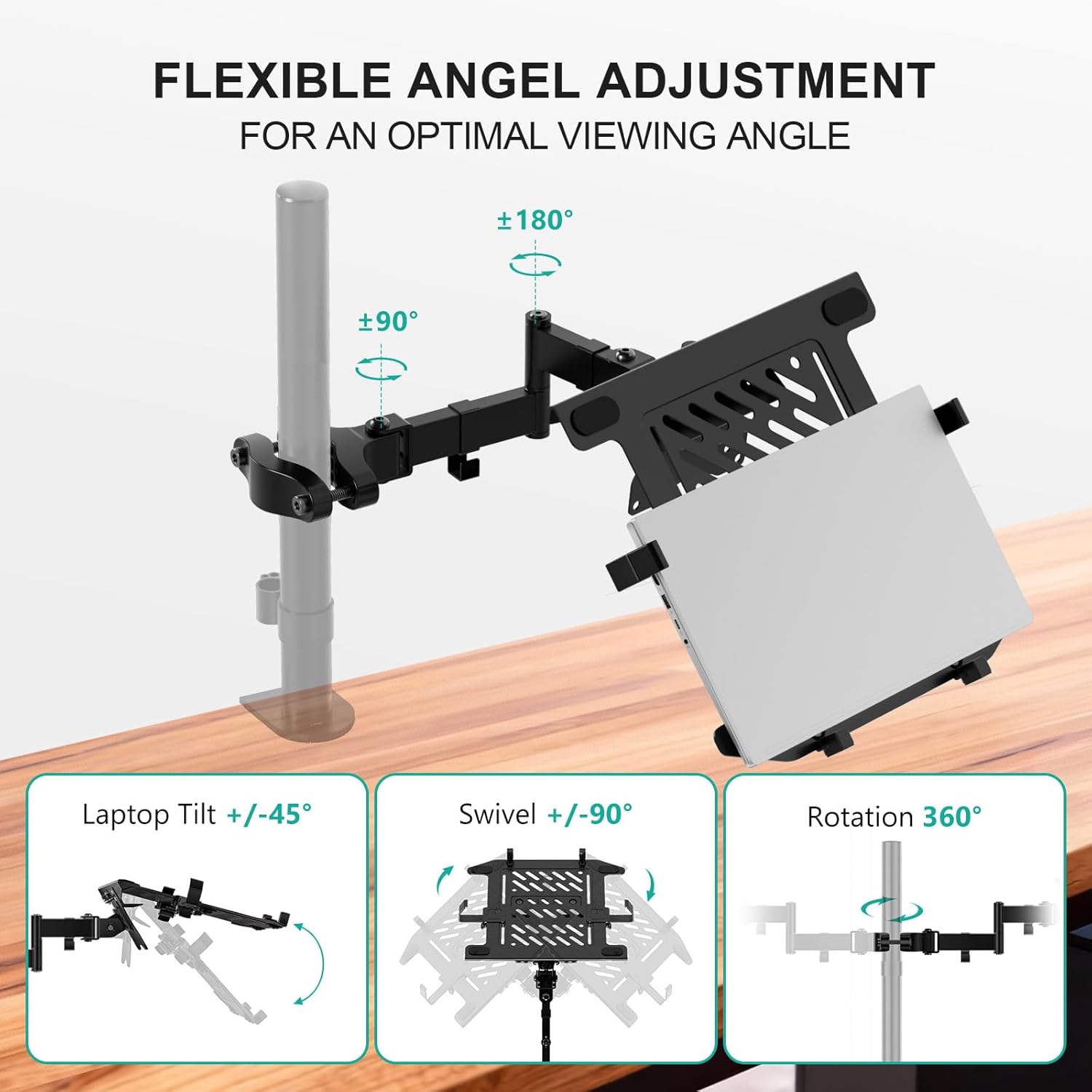 Image showing the adjustable clamp mechanism for fitting different pole diameters.