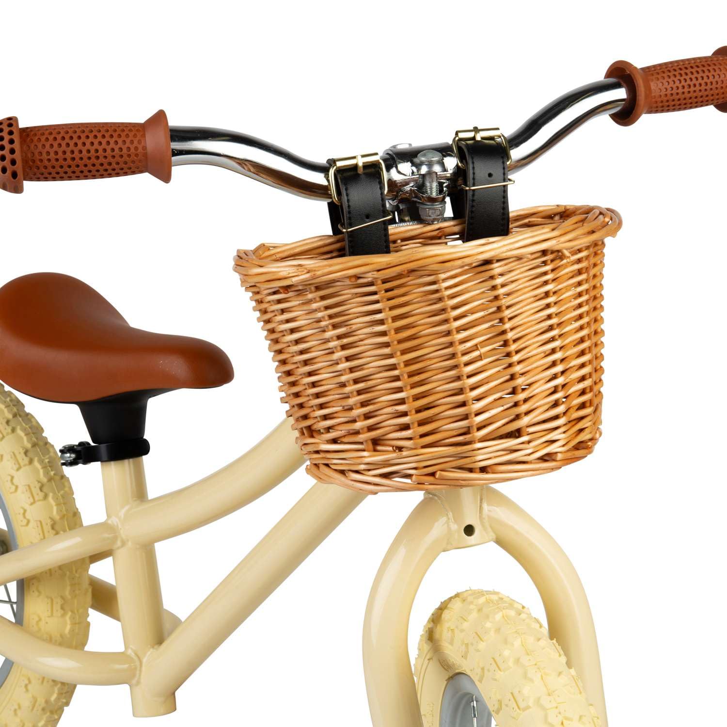 Bigjigs Toys Vélo d'équilibre Couleur crème avec Panier - Vélo sans pédales pour Tout-Petits