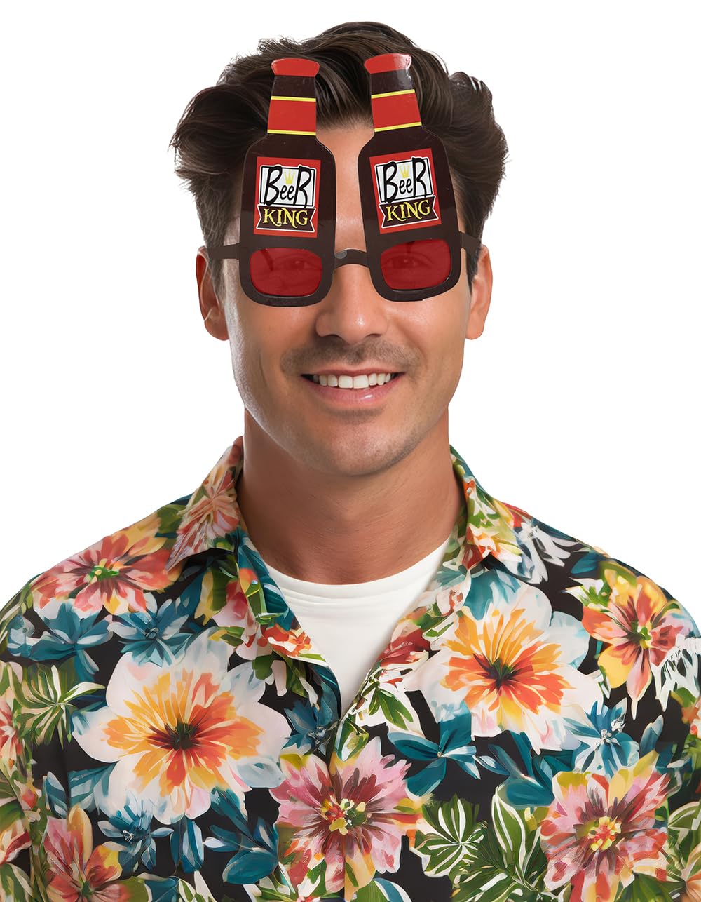 FIESTAS GUIRCA | Beer King Glasses - Fun Accessory for Stag Do and Beer Parties - Ideal for Adult Men at Celebrations and Events - Red and Black