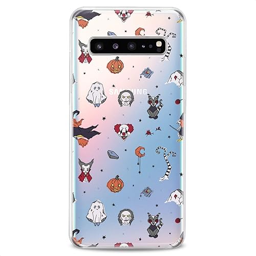 Miniatura 4 de Funda compatible con Samsung S25 S24 S23 FE S22 Plus S21 Ultra S20+ S10e Note 20 S9 Halloween Theme Flexible Silicone Orange Pumpkins Scary Clear