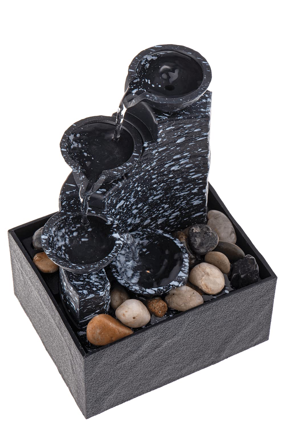 Out of the blue Zimmerbrunnen mit Dekosteinen, ca. 17 x 9 x 11 cm, mit USB Kabel, L: 1m, aus Polystone