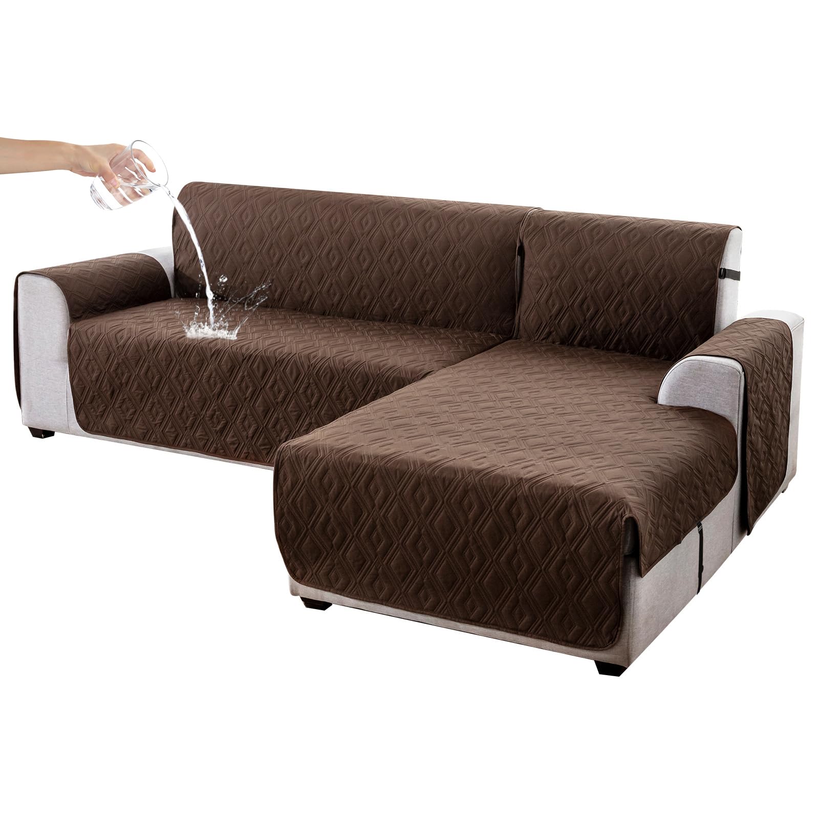 Genina Sectional Couch Covers for Dogs L Shaped Sofa Covers Chaise Lounge Cover Reversible Couch Covers for Sectional Sofa L Shape Furniture