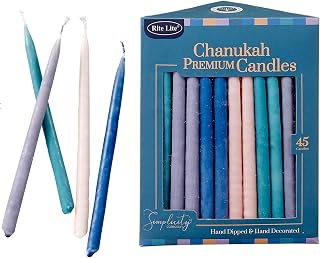 Pastel Hanukkah Candles Dripless by Rite Lite | Simplicity Colors Chanukah Bulk Value 45 Pack | Standard Size Menorah Premium Quality Wax Jewish Holiday Party Gifts, Decorations for All 8 Nights