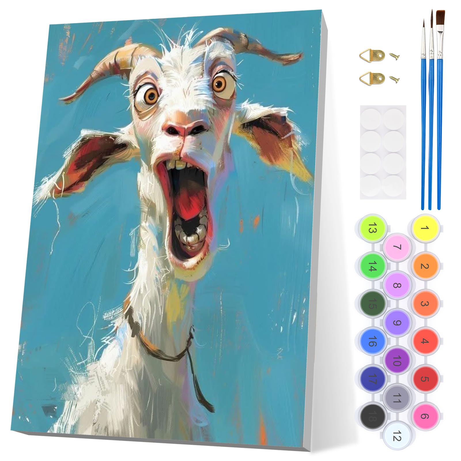 EOBROMD Crazy Sheep Paint by Numbers for Adults with Frame, Animal Paint by Numbers Kits, Acrylic Easy Painting by Numbers for Gift Home Wall Decor (8x12in/20x30cm) — image 1