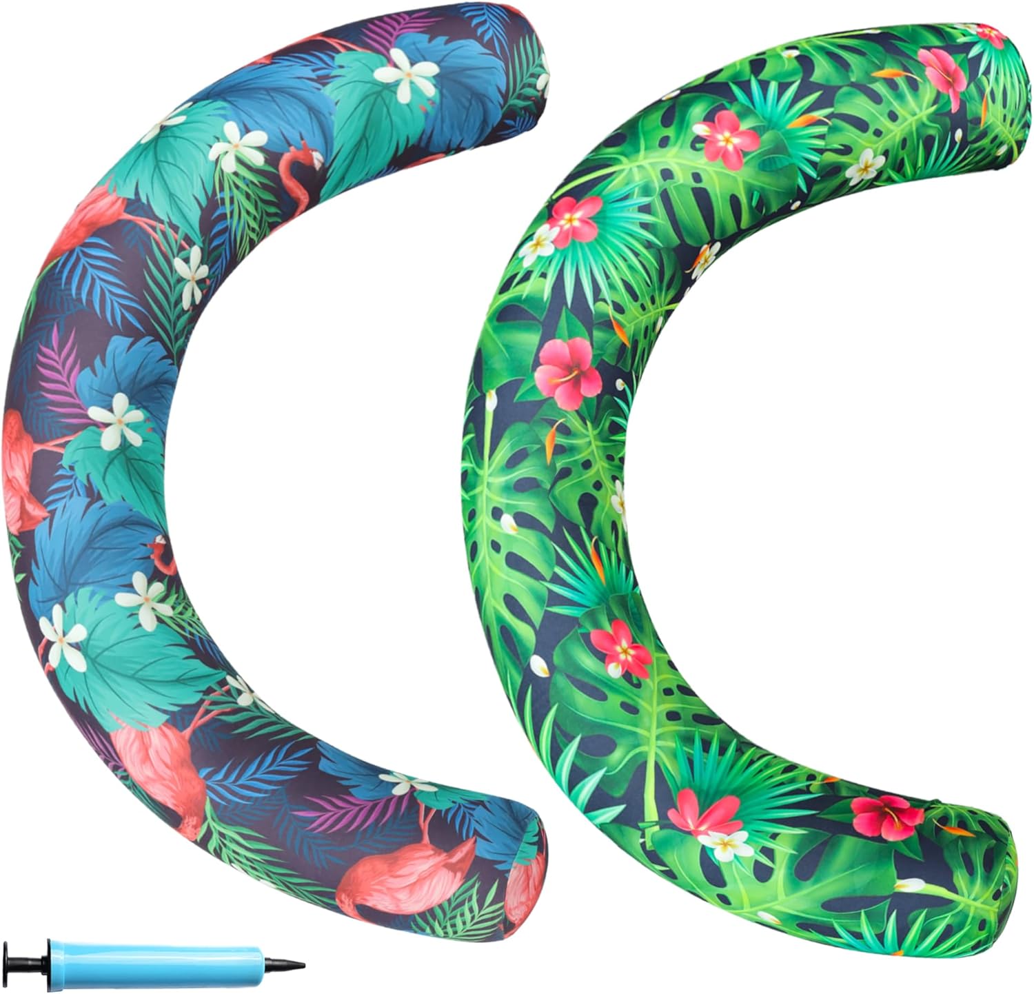 FindUWill 2 Pack Curved Pool Noodles, Inflatable Fabric Covered Swimming Noodles, 37 x 19 Inches Inflatable Pool Floats Accessories for Summer Water Party