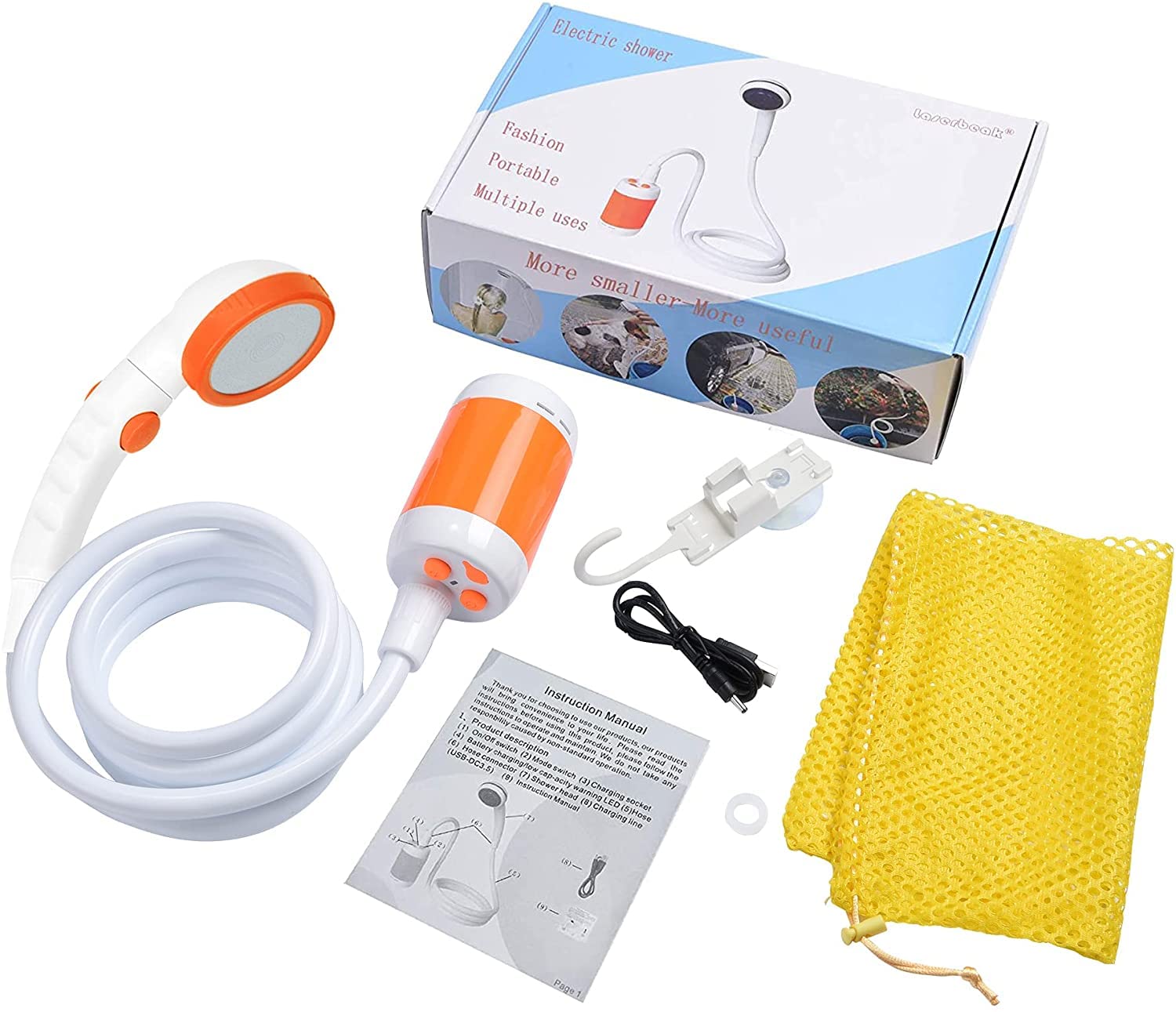 Laserbeak Shower portatile da campeggio Outdoor Shower Electric Hand Shower Electric Hand Shower Camping Built-in Shower 5000 mAh Rechargeable Shower with Large Capacity for Indoor or Outdoor Shower