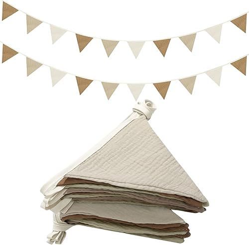 Miniatura 19 de Oudain Banderines de 15.5 pies, 2 piezas de guirnalda de guardería con banderines triangulares, bandera para bebé para decoración de guardería,