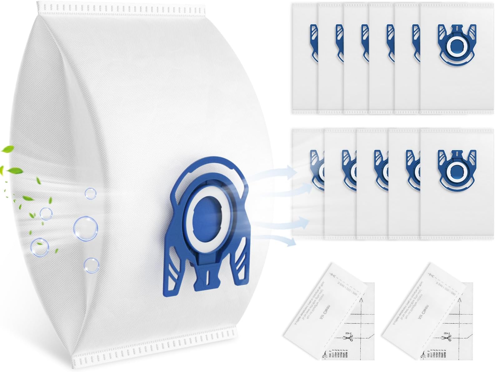 12 Pack 3D Airclean GN Vacuum Bags Compatible with Miele Classic C1, Complete C1, Complete C2, Complete C3, S227 S240, S270, S400, S2, S5, S8 Series Canister Vacuum Cleaner