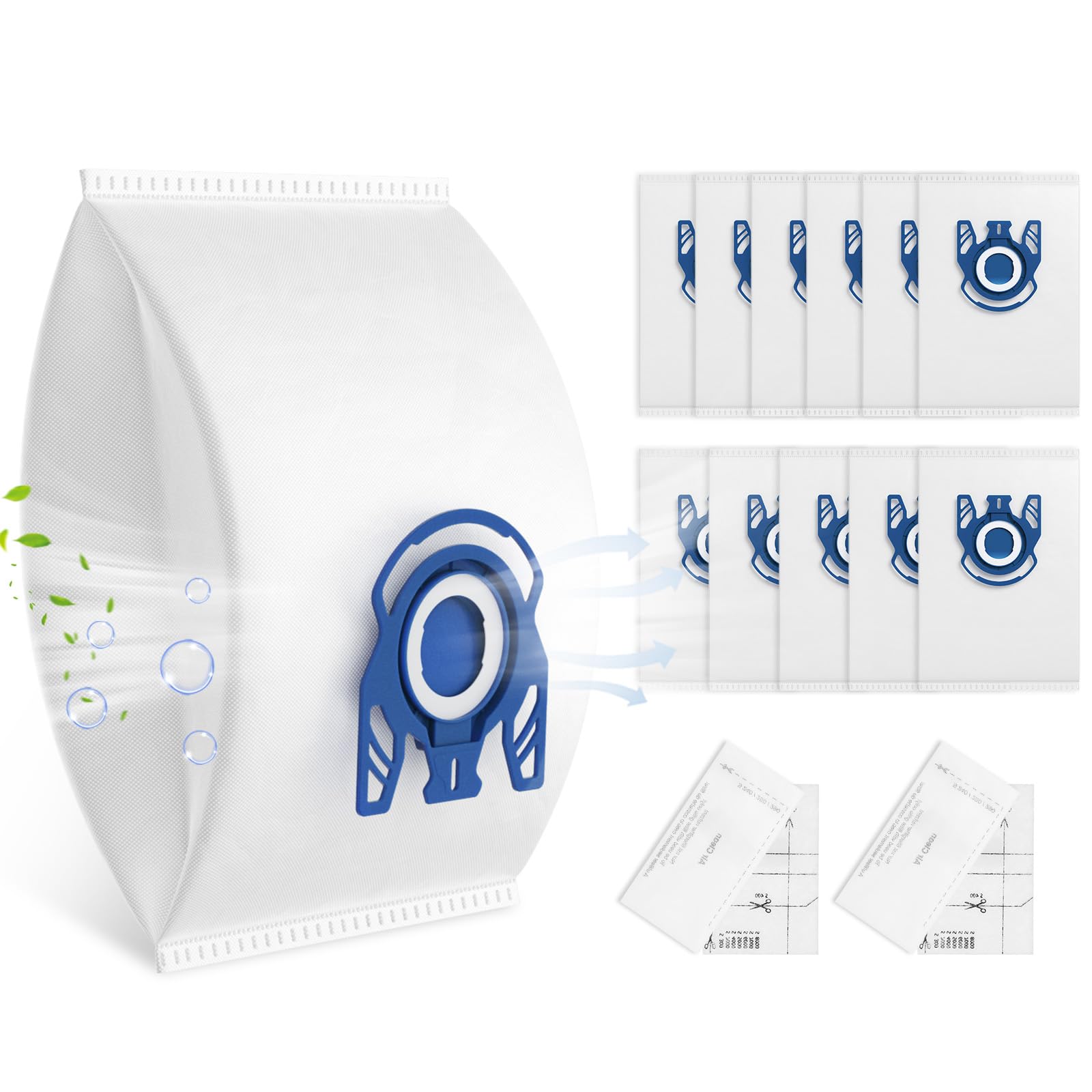 12 Pack 3D Airclean GN Vacuum Bags Compatible with Miele Classic C1, Complete C1, Complete C2, Complete C3, S227 S240, S270, S400, S2, S5, S8 Series Canister Vacuum Cleaner