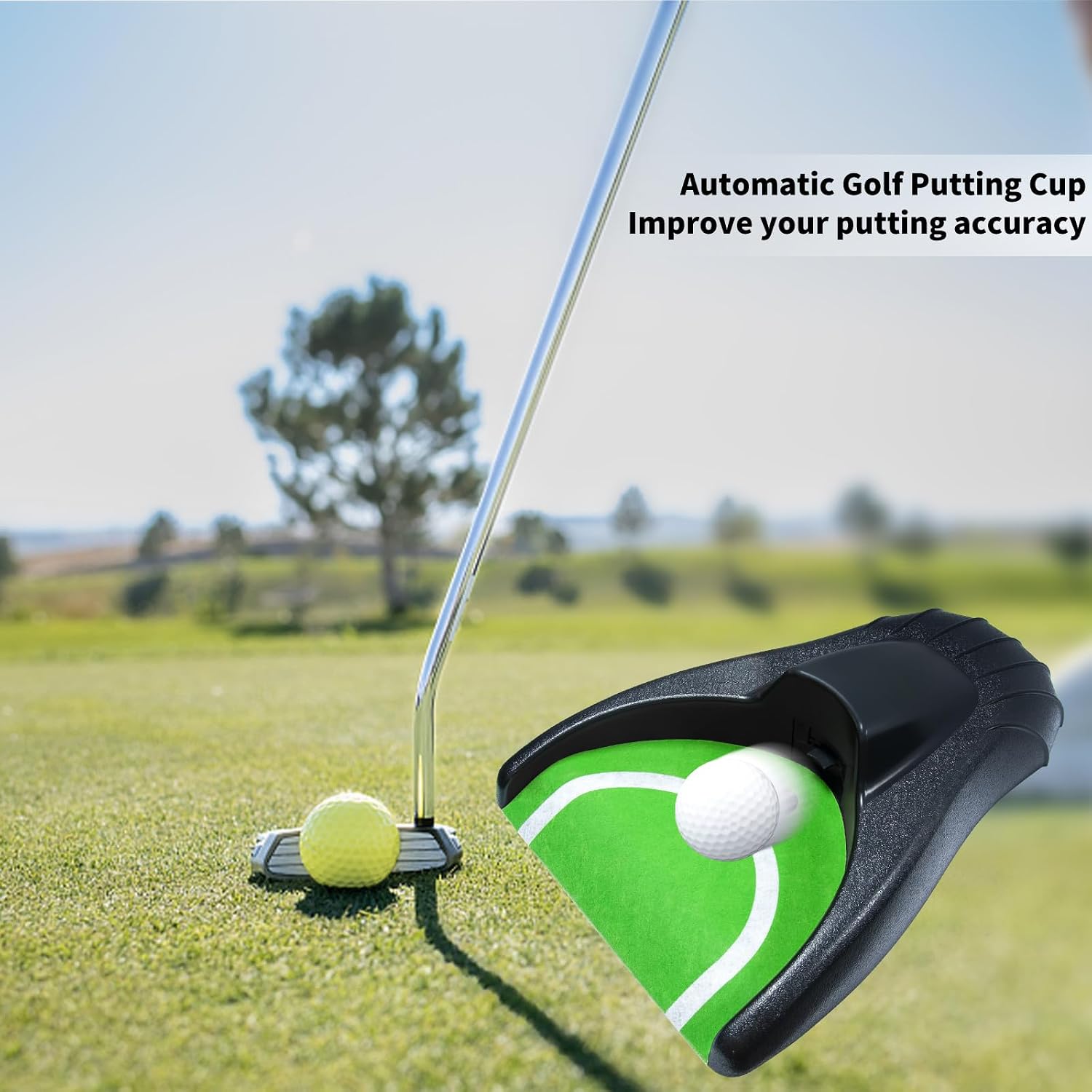 Putting Machine with Ball Return, Golf Putting Cup Golf Training Aid for Indoor & Outdoor Garden Backyard Use