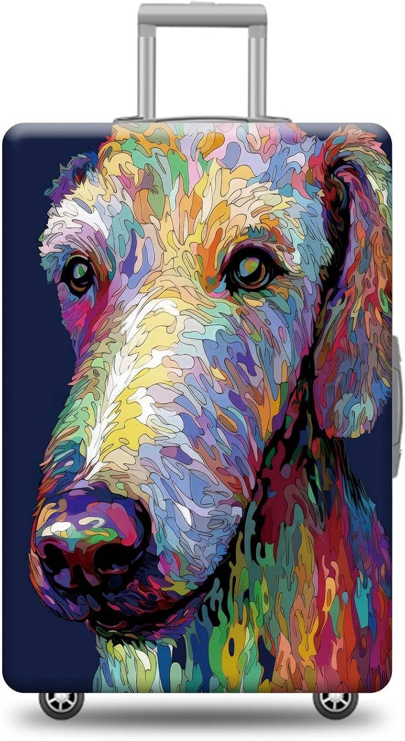 Personalized Dog Luggage Cover Bedlington Terrier Dog Suitcase Cover Funny Animal Travel Luggage Covers Washable Elastic Suitcase Baggage Protector For Pet Lovers Style 2