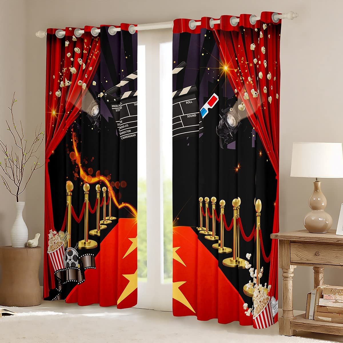 Tende teatrali per camera da letto soggiorno bambini cinema notte tende oscuranti (30% -50%) Old Fashion Home Theater Dreapes Decor Cinema Window Trattamenti W52*L63