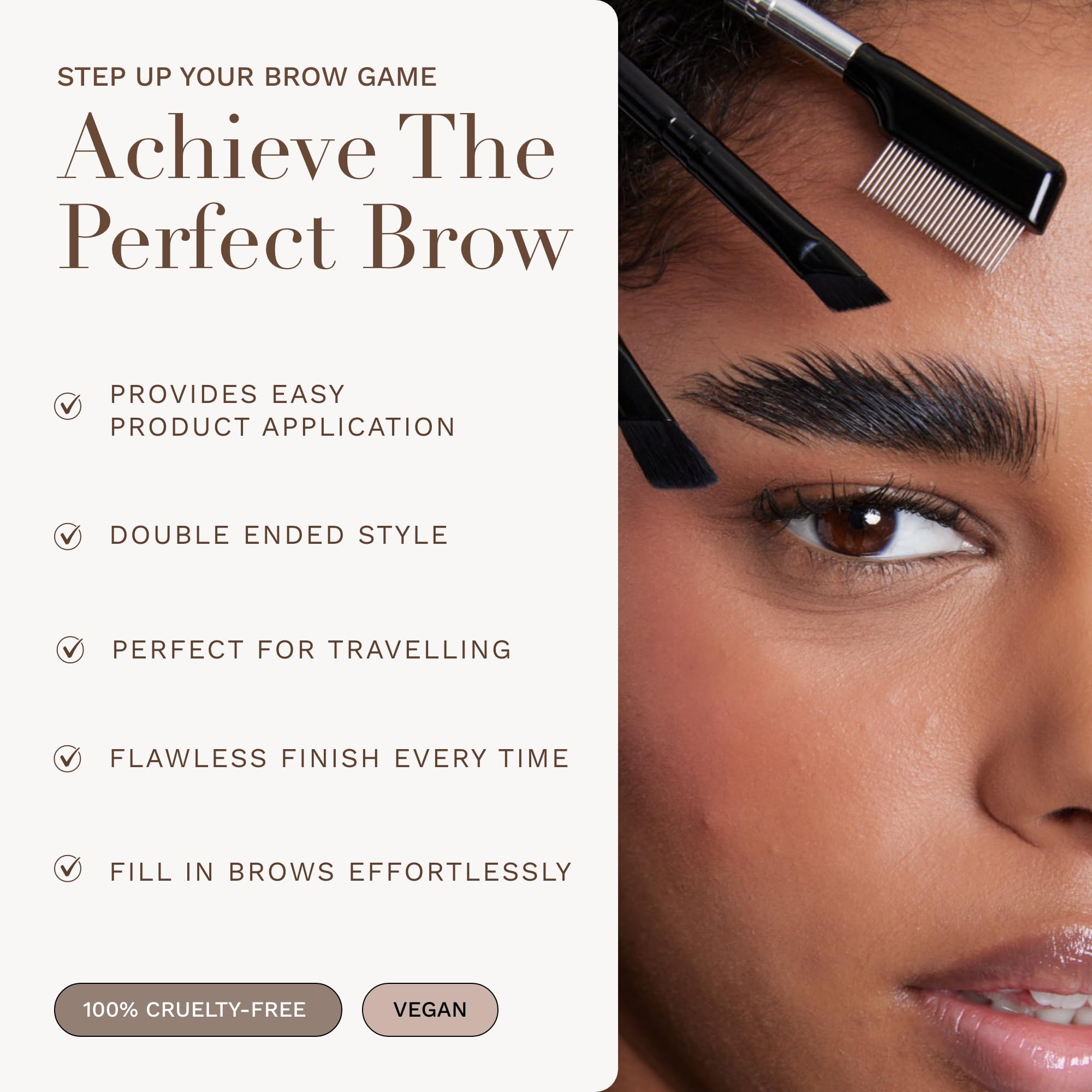 Byellie Brow Brush, Dual-Ended with Brow Comb & Precision Spoolie, Brow Gel & Wax Application, Define's & Shape's - Image 3