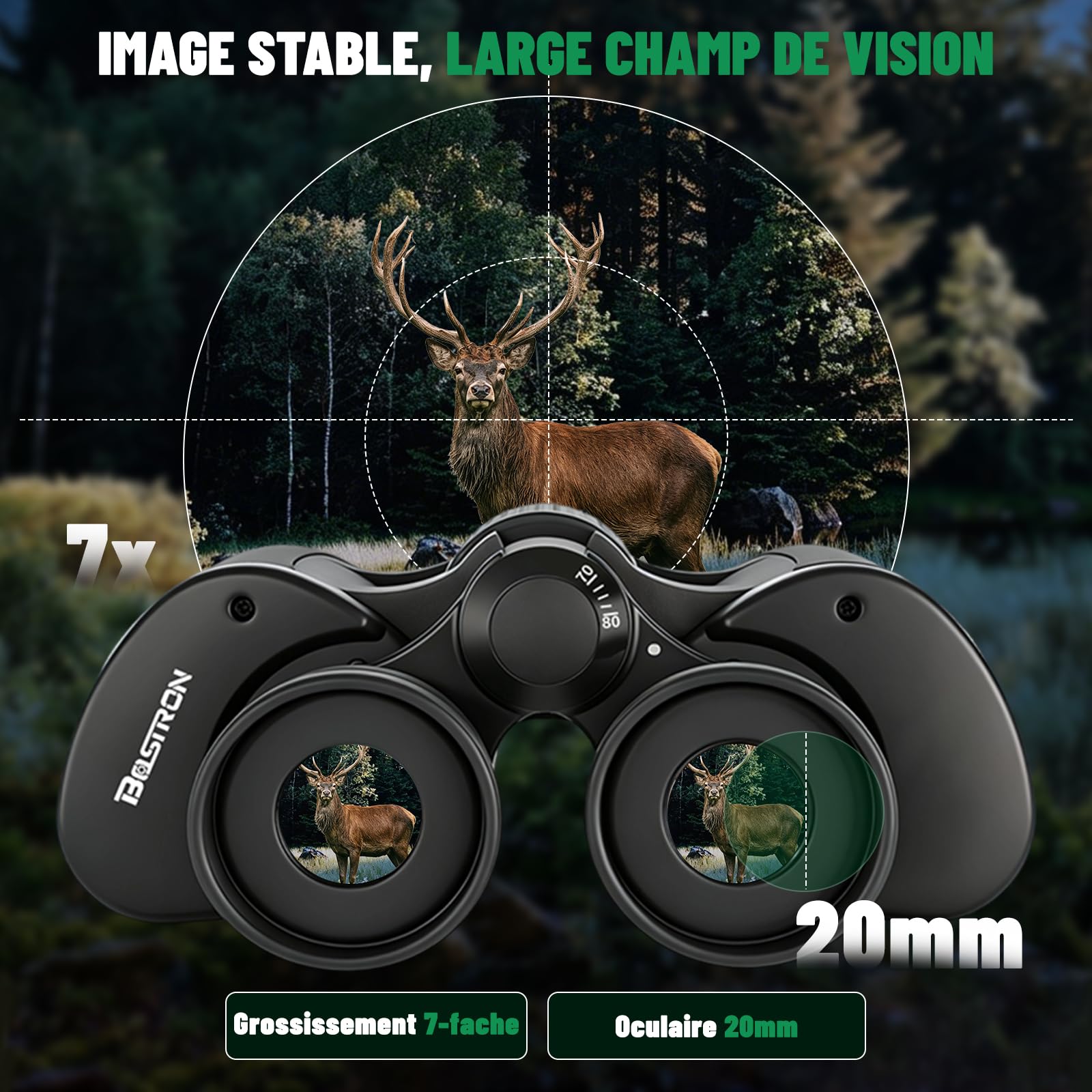 7x50 Jumelles Adultes Portable pour Observation des Oiseaux | Jumelles compactes avec Sac de Transport ,HD MC Lentille Porro Prism Bk7 pour Sports de Plein air et Aux Concerts