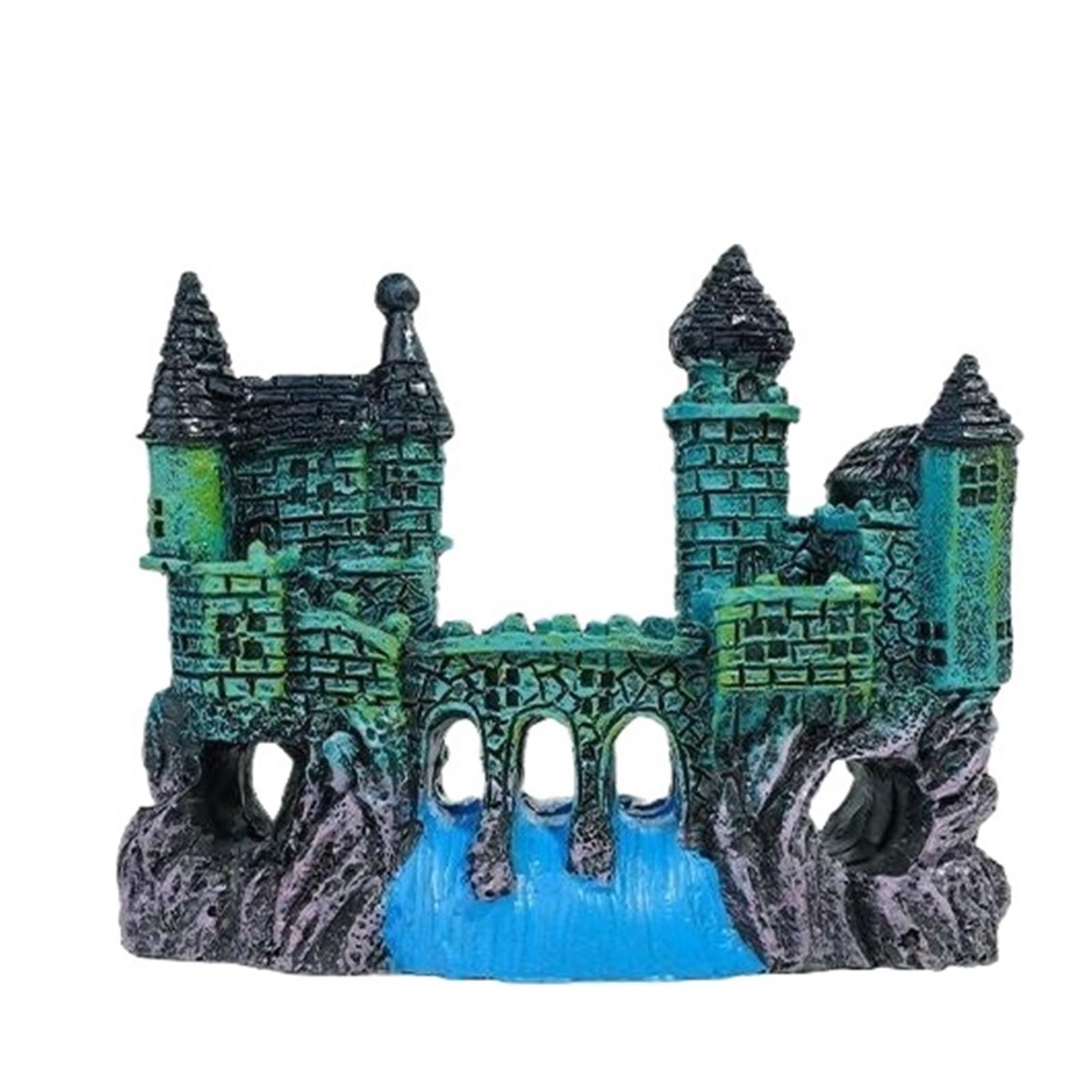 QuxetlRyz Aquarium Tunnel Decoration Artistic Castle Shaped Resin Rockery, One Piece Aquarium Decor, Fish Tank Adornment For Home Landscaping(11CM A)