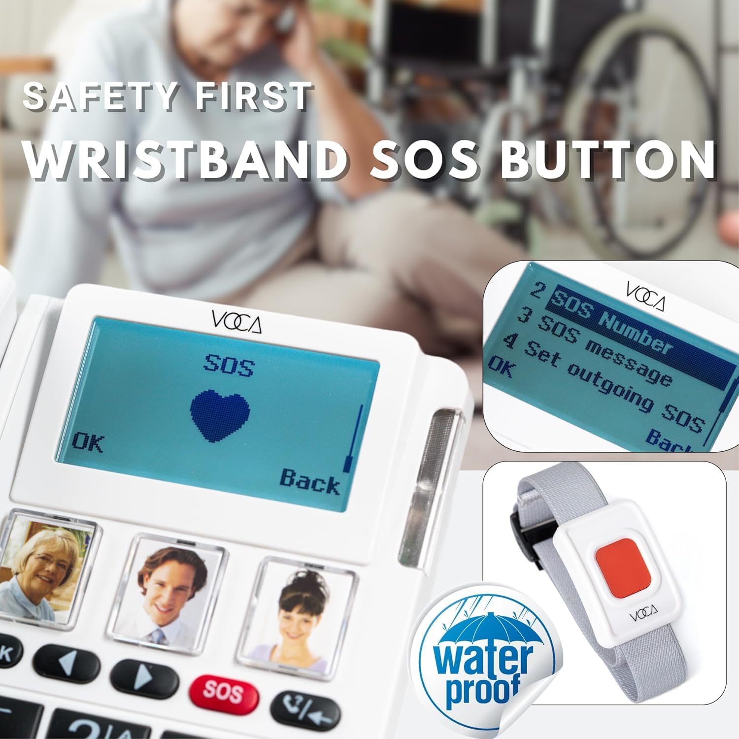 Telefono VOCA con tasti grandi per anziani | Telefono amplificato intelligente wireless CP141 4G | Telefoni ad alto volume per ipoudenti | Braccialetto SOS | Hotspot Wi-Fi | Connetti fino a 10 sensori