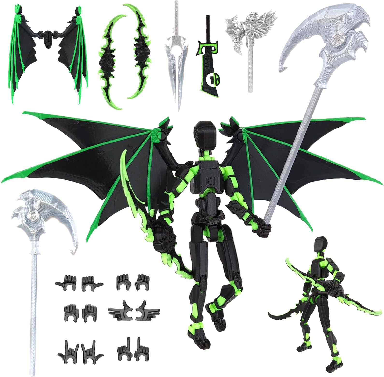 Assembled T13 Action Figure, 3D Printed Toys Lucky 13 Action Figure with 6 Weapons & 6 Hands Set Multi-Jointed Movable Dummy 3d Printed Figures Present Decorations Toys for Game Lovers
