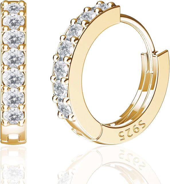 SWEETV 925 sterling silver hoop earrings for women girls - Tiny small large huggie hoop earring 3 sizes
