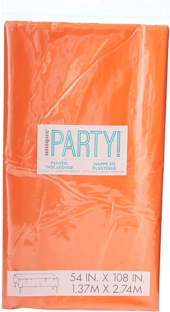 Unique Party 5097 - Orange Plastic Tablecloth, 9ft x 4.5ft